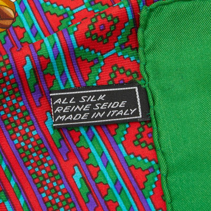 Celine Chain Motif Scarf Green Multicolor Silk — view 6