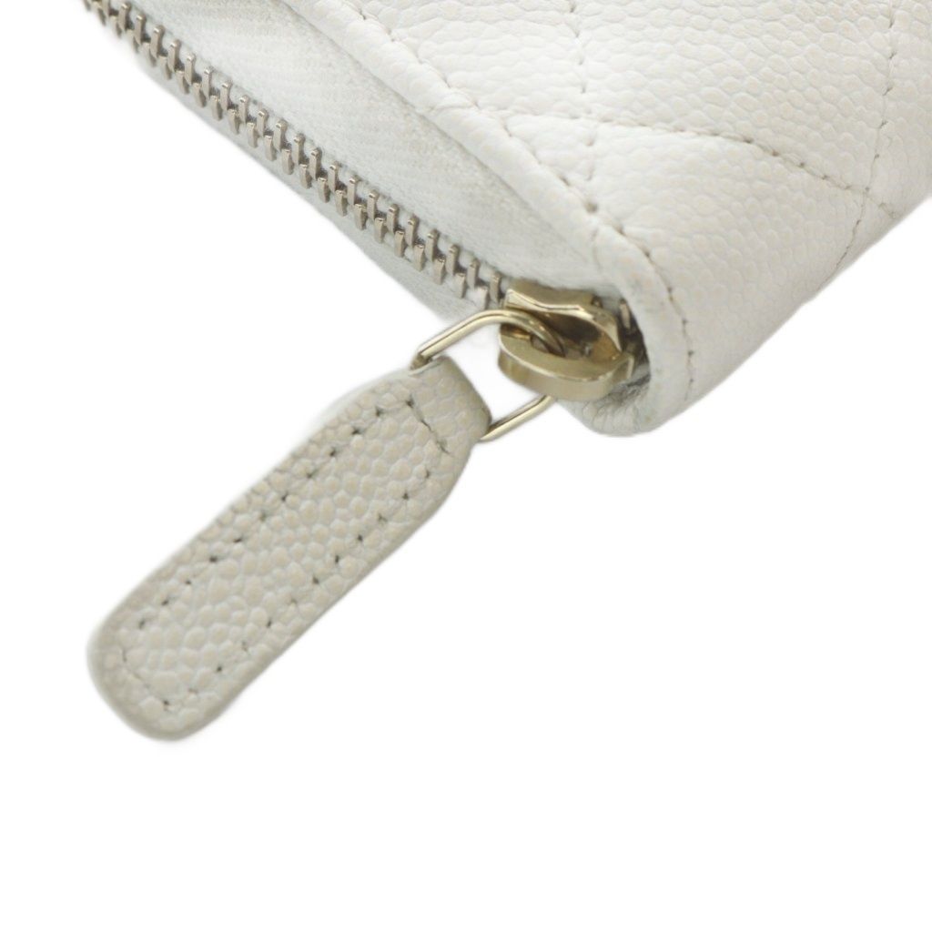 Chanel Quilted Classic Zip Coin Purse CC Logo Caviar Leather White — view 7