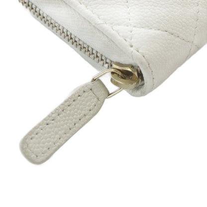Chanel Quilted Classic Zip Coin Purse CC Logo Caviar Leather White — view 7