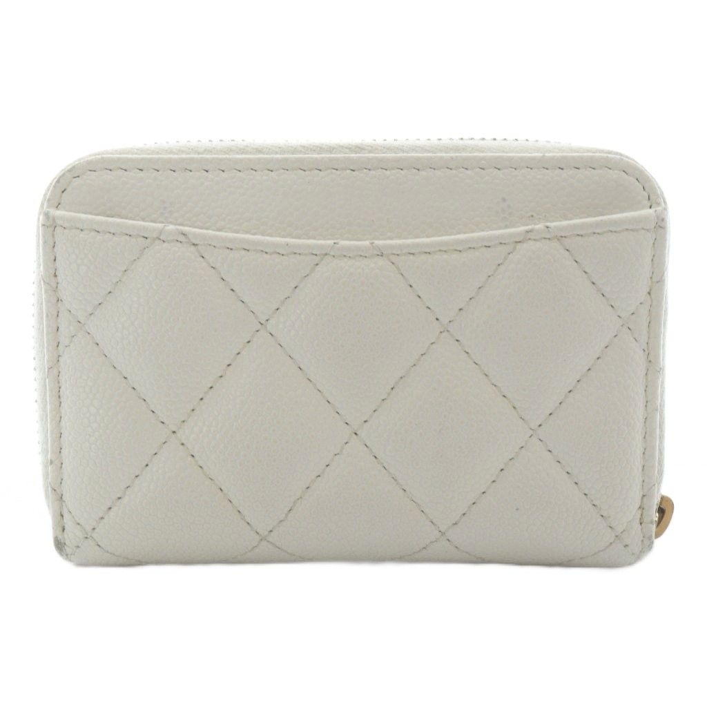 Chanel Quilted Classic Zip Coin Purse CC Logo Caviar Leather White — view 2