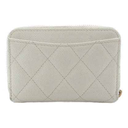 Chanel Quilted Classic Zip Coin Purse CC Logo Caviar Leather White — view 2
