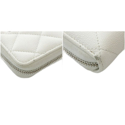 Chanel Quilted Classic Zip Coin Purse CC Logo Caviar Leather White — view 9