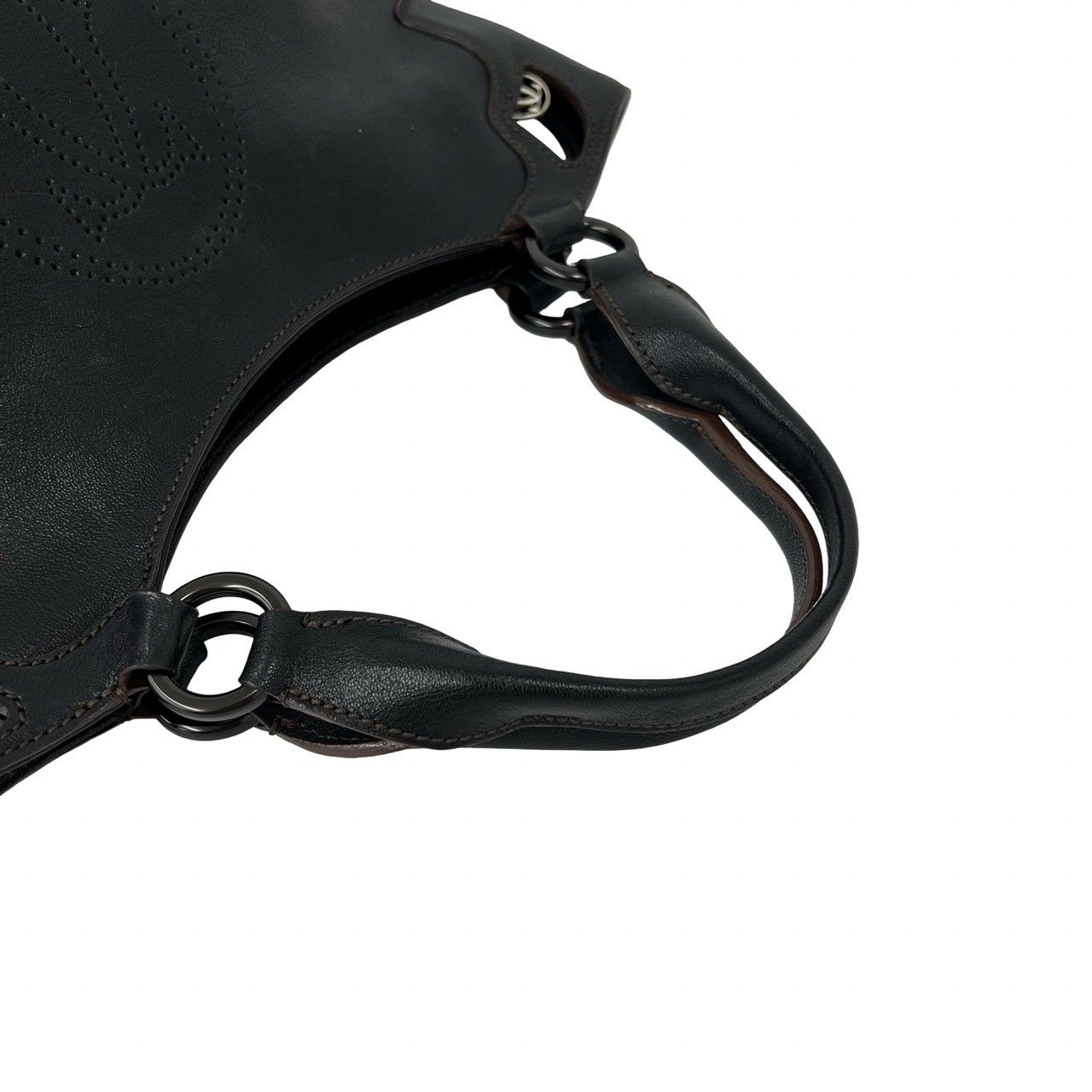Cartier Marcello Perforated Leather Tote Mini Boston Bag Black — view 4