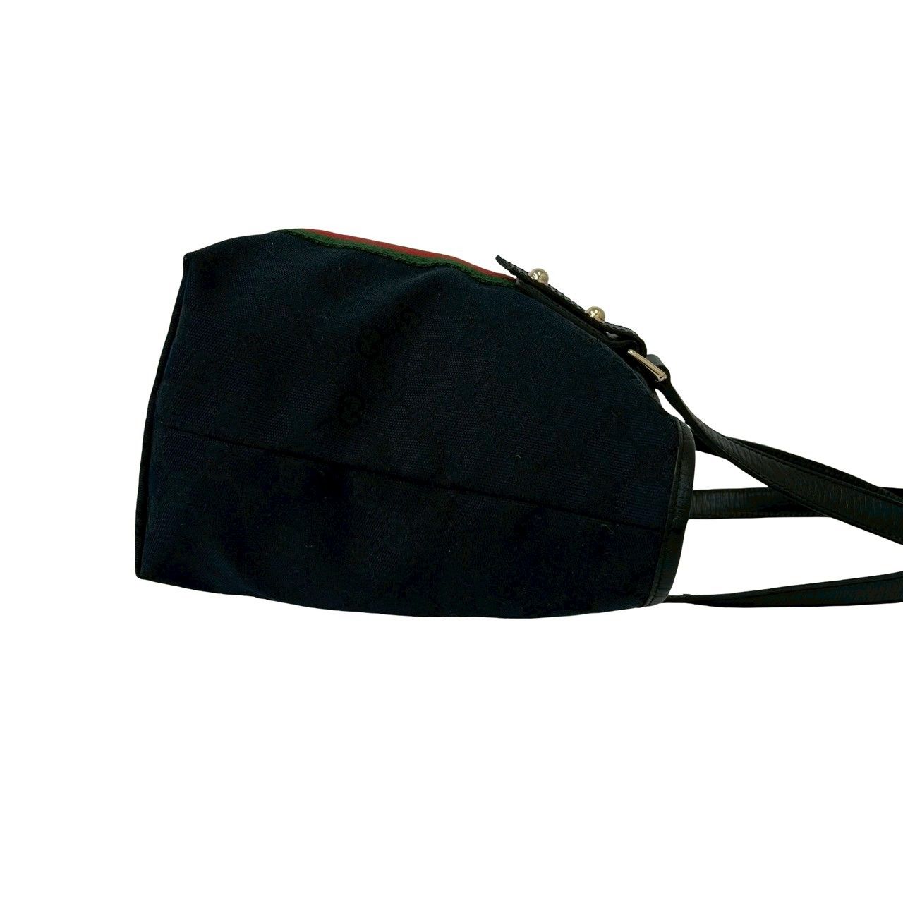 Gucci Sherry Line GG Logo Pattern Canvas Leather Tote Black Red Green — view 6