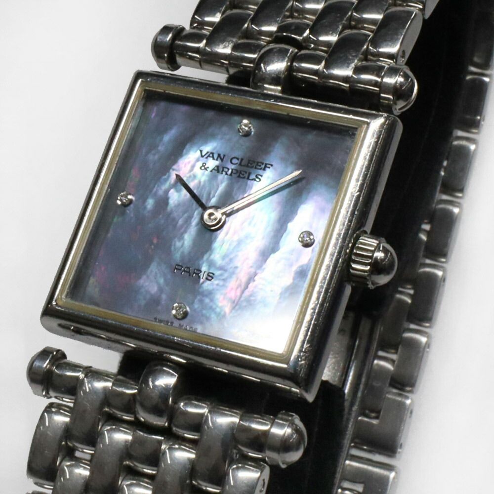 Van Cleef & Arpels Classic Square SS Black Shell Quartz Watch — view 2