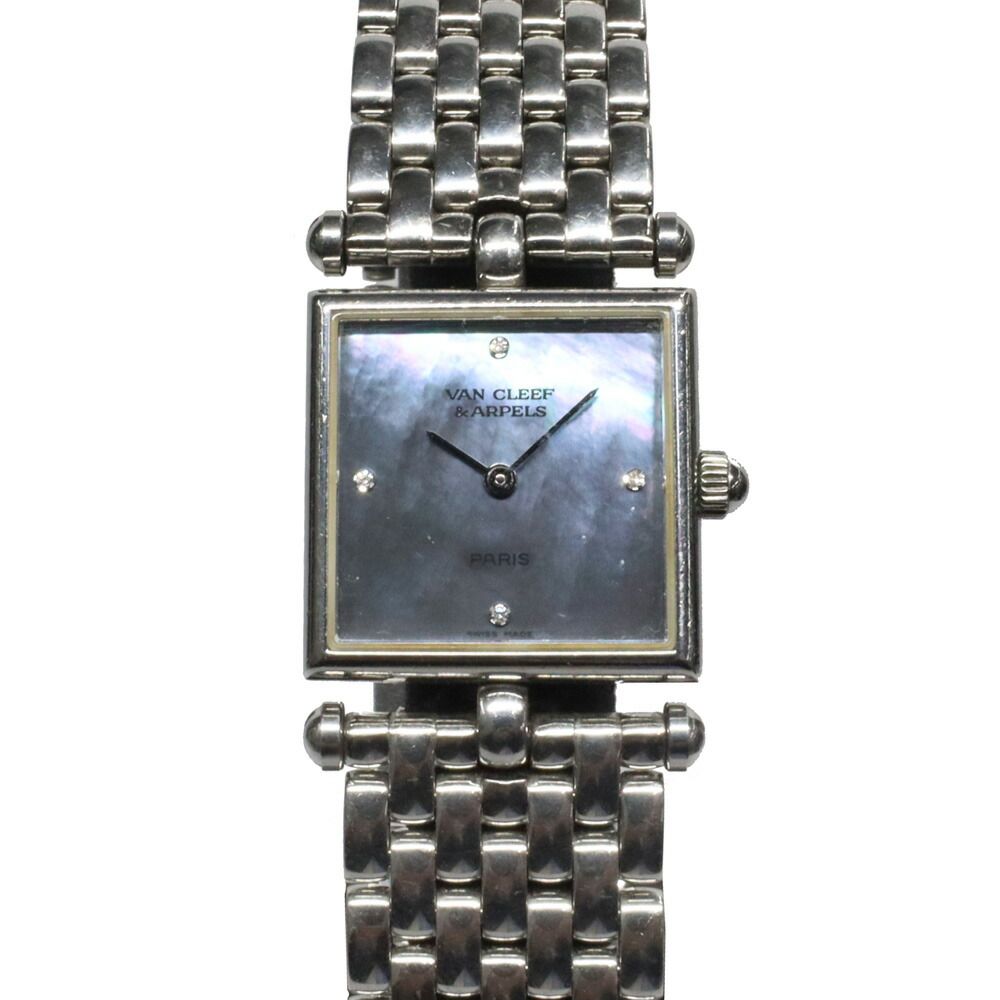 Van Cleef & Arpels Classic Square SS Black Shell Quartz Watch