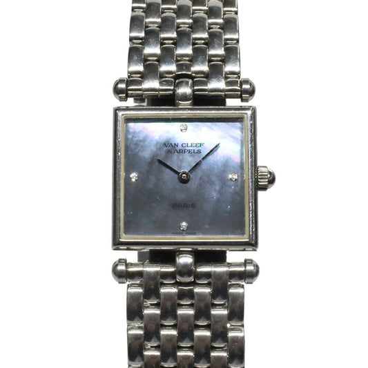 Van Cleef & Arpels Classic Square SS Black Shell Quartz Watch