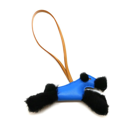Hermes Heaven Buddy Charm Blue Hydra Sesame Noir Black Agneau Milo Shearling — view 2