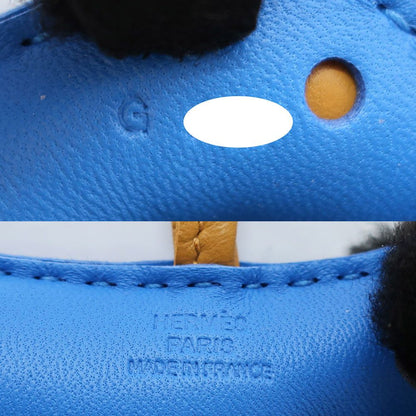 Hermes Heaven Buddy Charm Blue Hydra Sesame Noir Black Agneau Milo Shearling — view 9