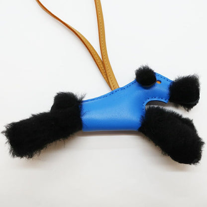 Hermes Heaven Buddy Charm Blue Hydra Sesame Noir Black Agneau Milo Shearling — view 4