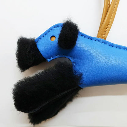 Hermes Heaven Buddy Charm Blue Hydra Sesame Noir Black Agneau Milo Shearling — view 8