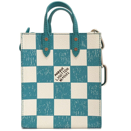 Louis Vuitton Sac Plat XS Handbag 2-Way Damier Checkerboard Canvas Silver