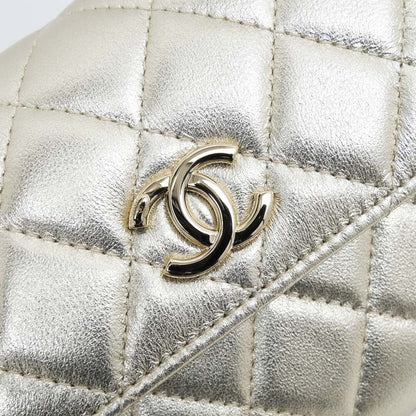 Chanel Quilted Mini Clutch Heart Charm Champagne Gold Chain — view 9