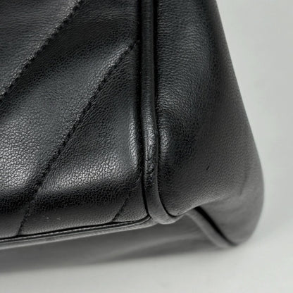 Chanel Stitch Handbag Blanc CC Logo Leather Black — view 4