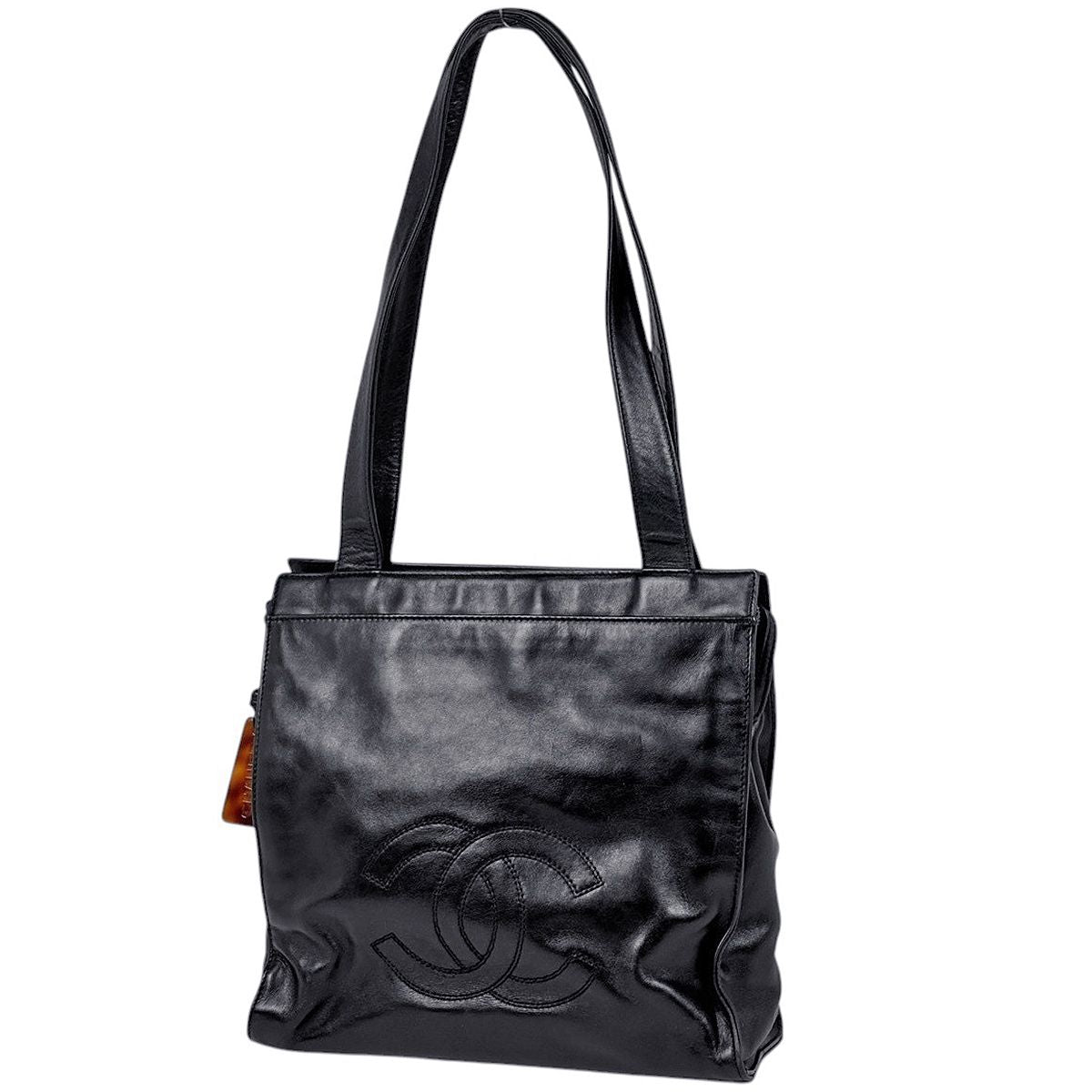 Chanel CC Logo Tote Leather Black