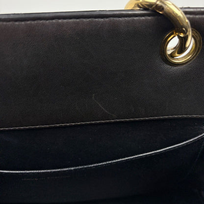 Chanel CC Logo Chain Handbag Quilted Enamel Patent Leather Black — view 7