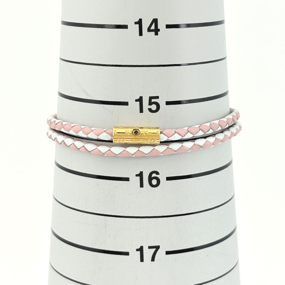 Louis Vuitton Bracelet LV Click It Leather Gold Pink White — view 5