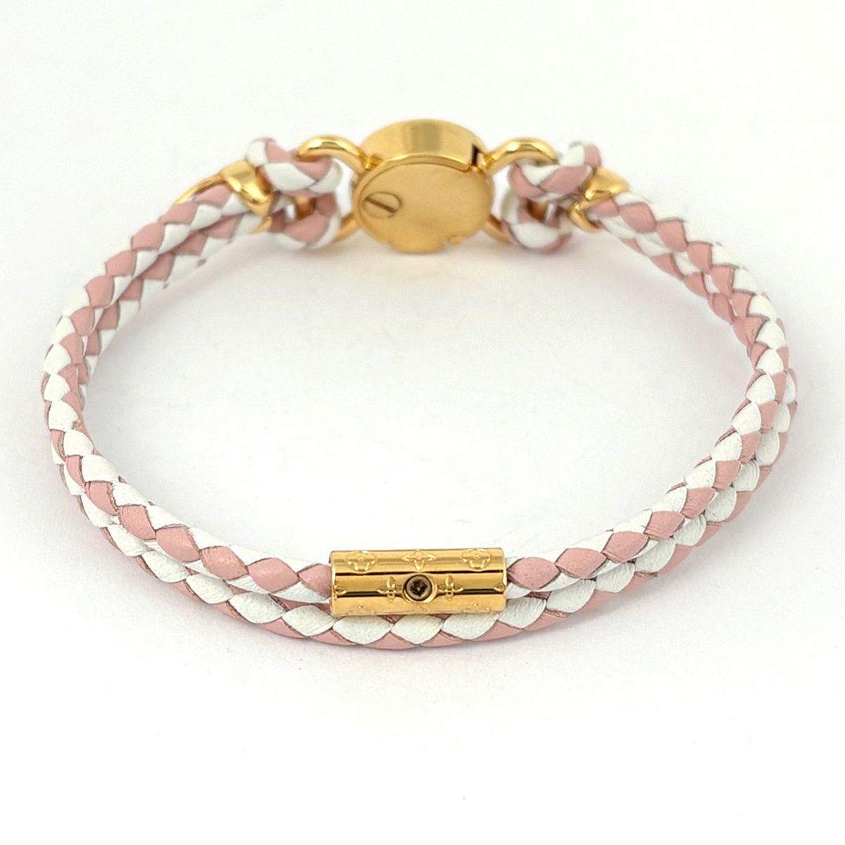 Louis Vuitton Bracelet LV Click It Leather Gold Pink White — view 3