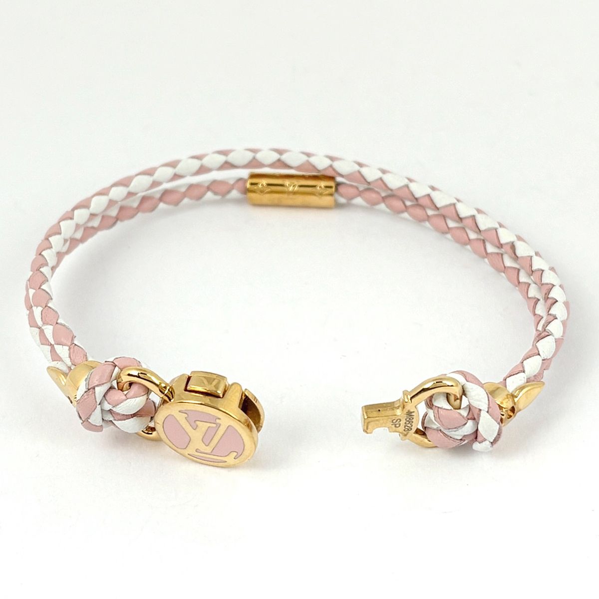 Louis Vuitton Bracelet LV Click It Leather Gold Pink White — view 2