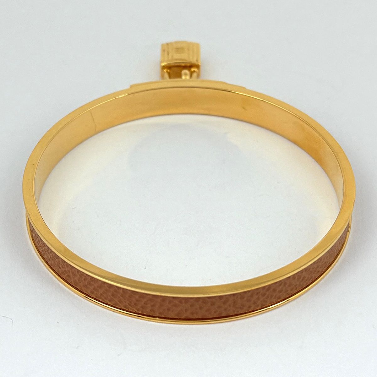 Hermes Kelly Bangle Cadena Leather Gold Brown Bracelet — view 2