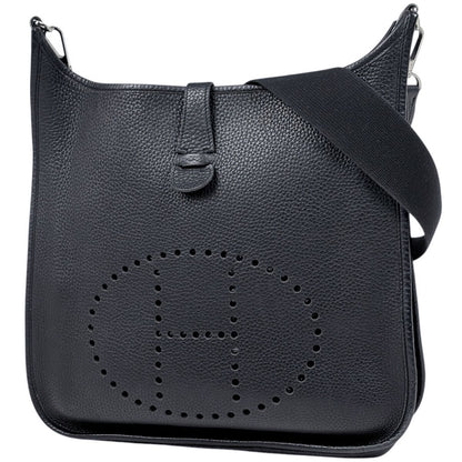 Hermes Evelyne 1 GM Perforated Logo Shoulder Bag Taurillon Clemence Black