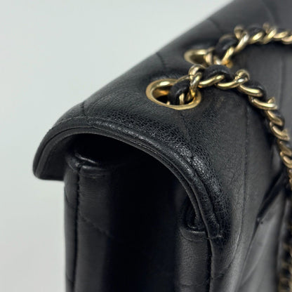 Chanel Stitch Chain Shoulder Bag CC Logo Blanc Leather Black — view 5