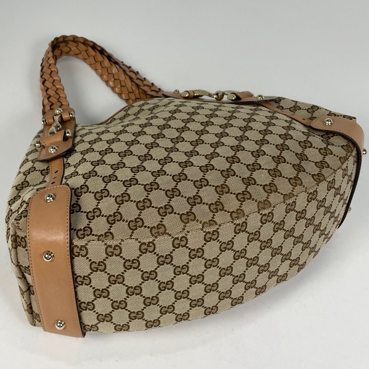 Gucci GG Pattern Tote Horsebit Canvas Brown — view 2
