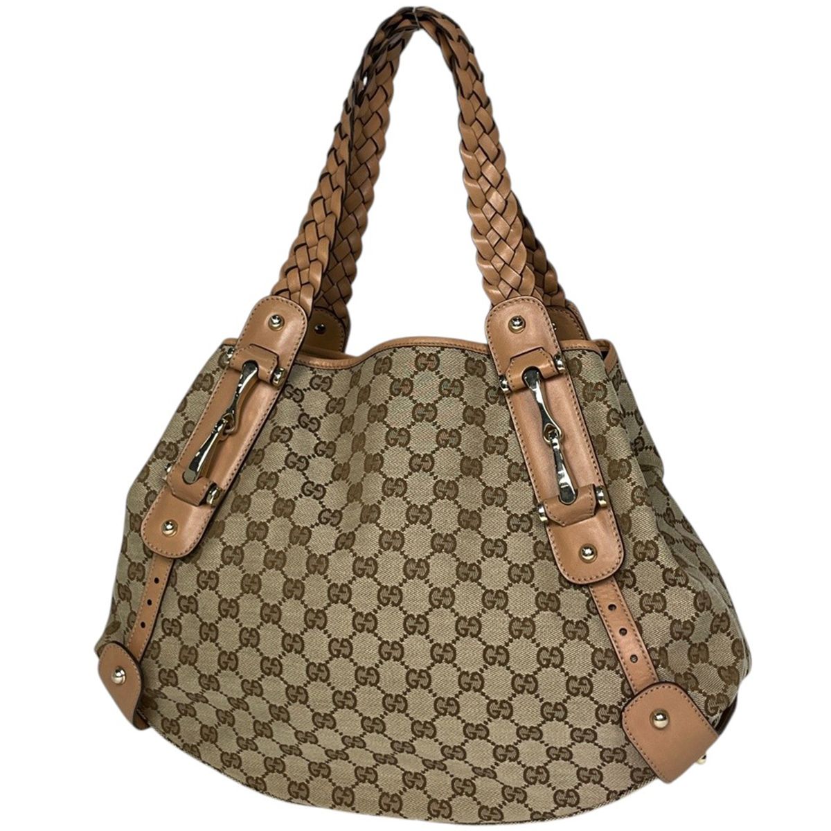 Gucci GG Pattern Tote Horsebit Canvas Brown