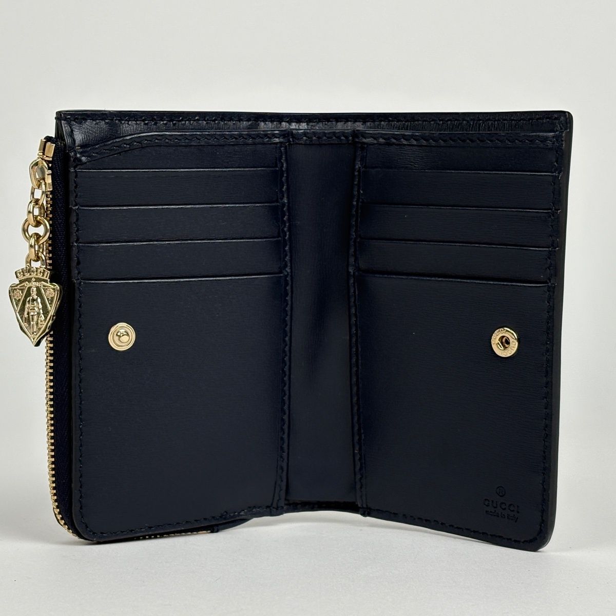 Gucci GG Pattern Bifold Wallet Compact Canvas Navy — view 9