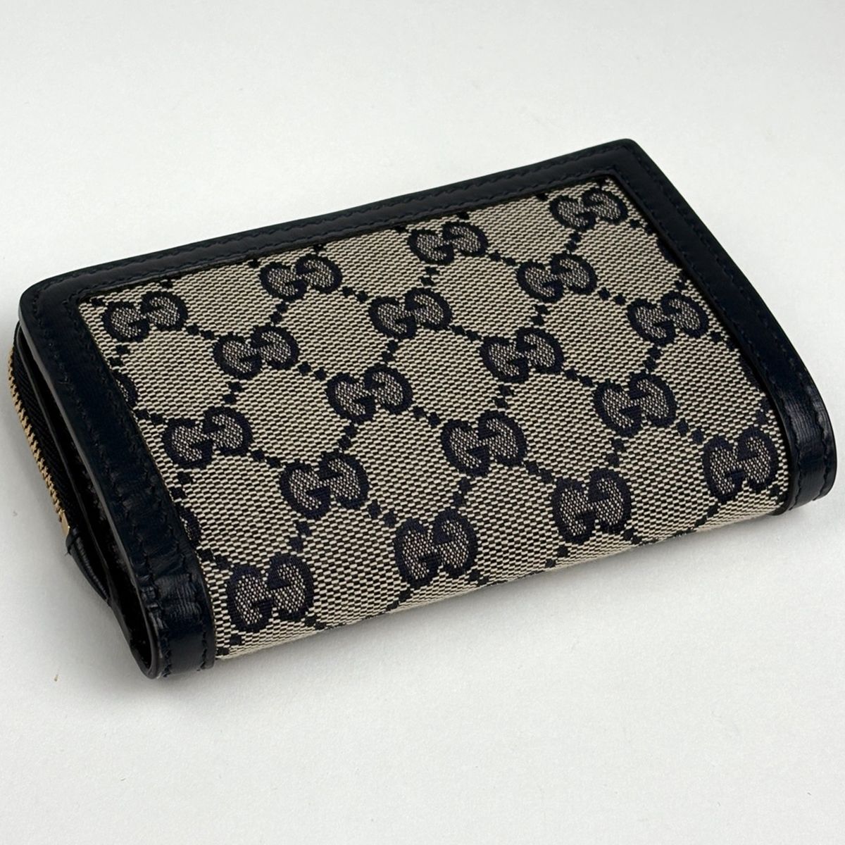 Gucci GG Pattern Bifold Wallet Compact Canvas Navy — view 2