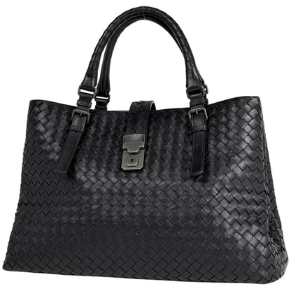 Bottega Veneta Intrecciato Rome Tote Leather Black