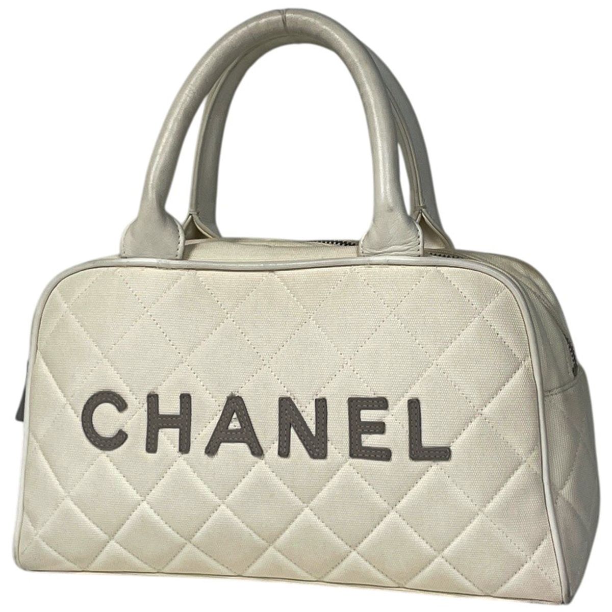 Chanel Sports Line CC Logo Bow Sling Bag Mini Boston Canvas White