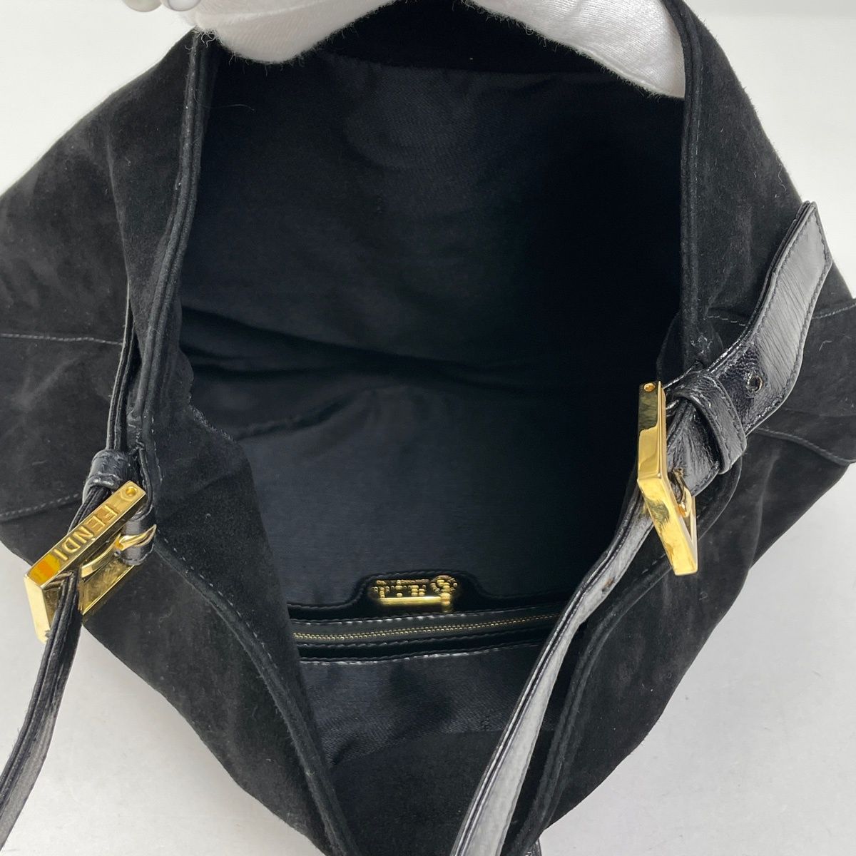 Fendi Zucca Logo Shoulder Bag Suede Black — view 8