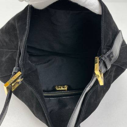 Fendi Zucca Logo Shoulder Bag Suede Black — view 8