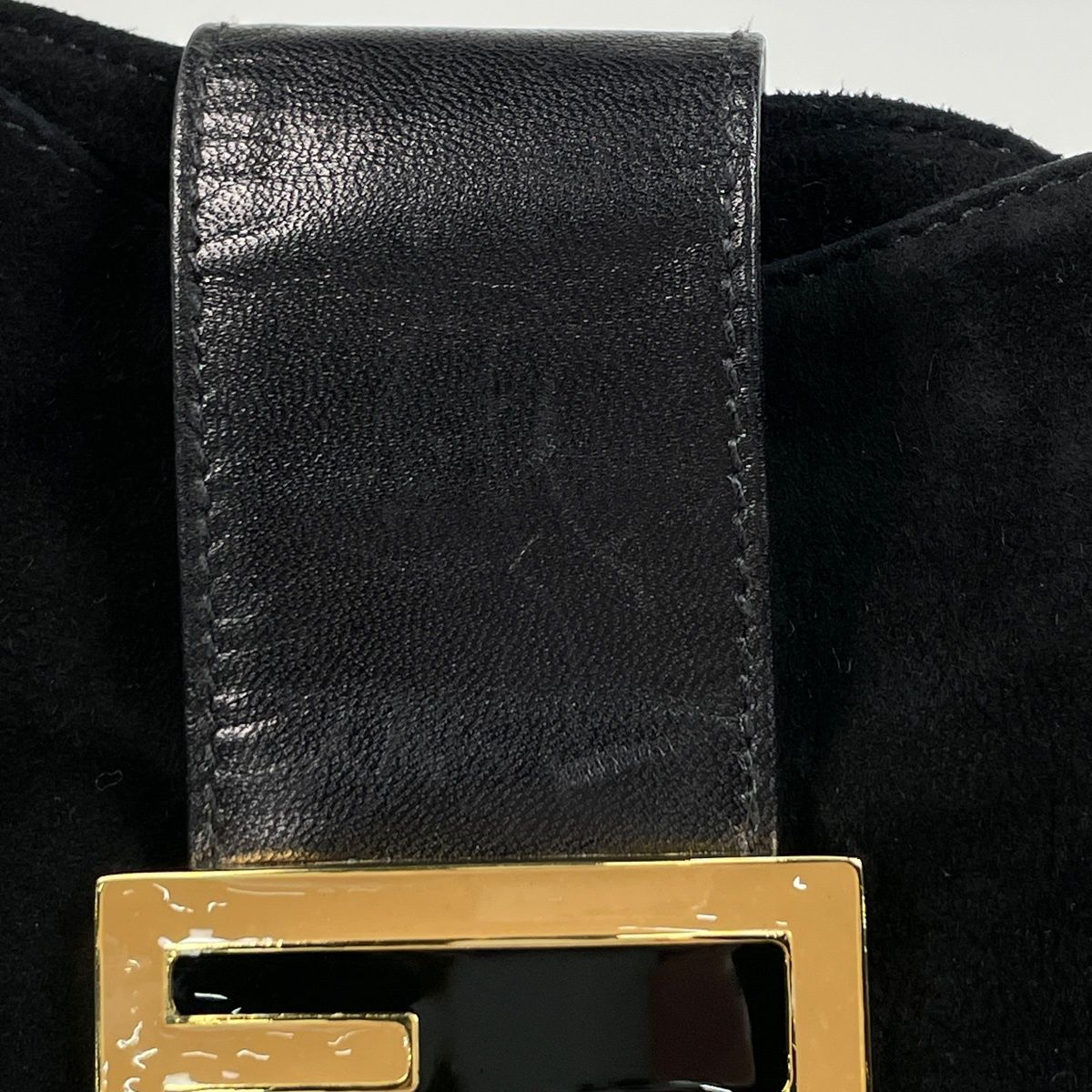 Fendi Zucca Logo Shoulder Bag Suede Black — view 4