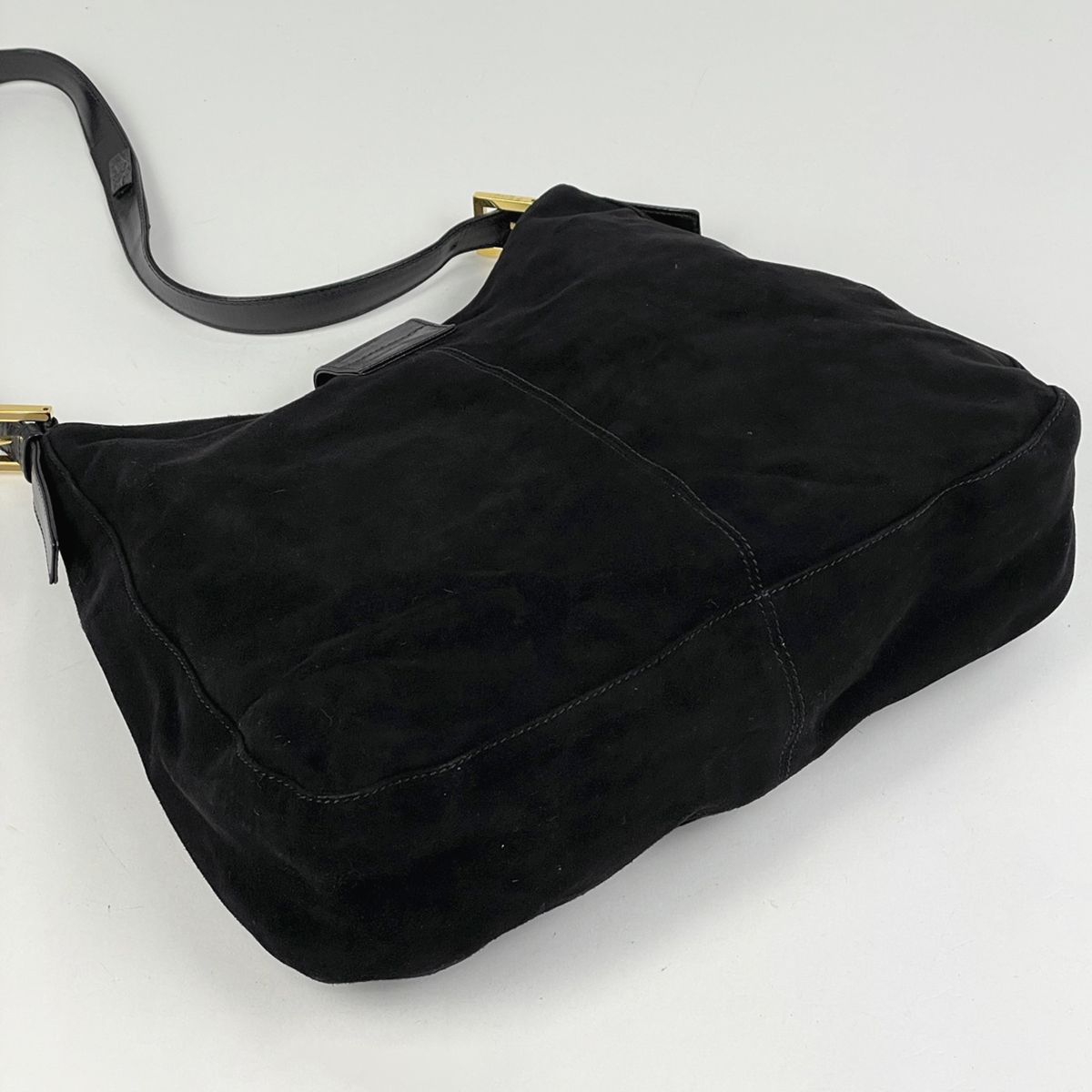 Fendi Zucca Logo Shoulder Bag Suede Black — view 2