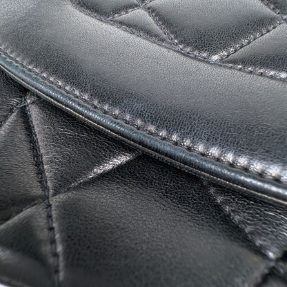Chanel Diana Quilted Single Flap Chain Shoulder Bag CC Logo Leather Black — view 6