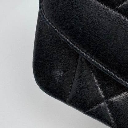 Chanel Diana Quilted Single Flap Chain Shoulder Bag CC Logo Leather Black — view 5