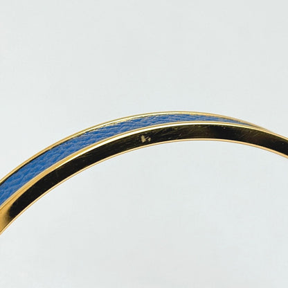 Hermes Kelly Bangle Cadena Leather Gold Blue Bracelet — view 4