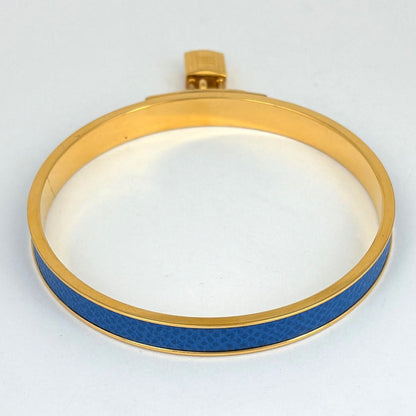 Hermes Kelly Bangle Cadena Leather Gold Blue Bracelet — view 3