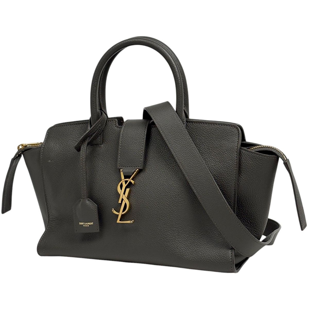 Saint Laurent Downtown Baby Handbag 2-Way Leather Gray