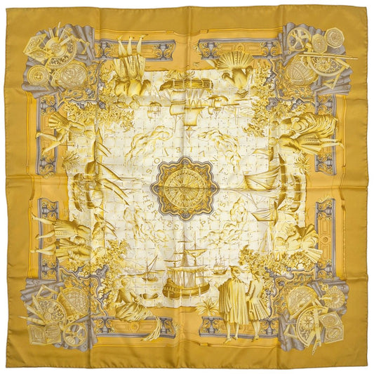 Hermes Carre 90 Azvlejos Noble Ship Thinking Back to the Age of Discovery Scarf