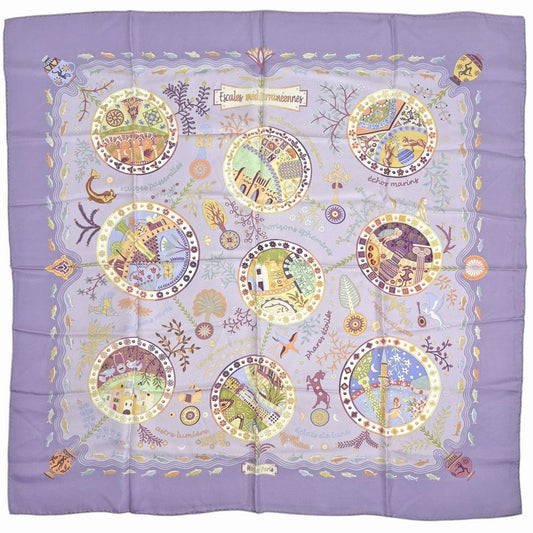 Hermes Carre 90 Escales Mediterraneennes Mediterranean Port Town Scarf Silk