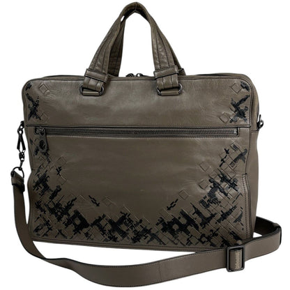 Bottega Veneta Intrecciato Business Bag 2-Way Leather Gray