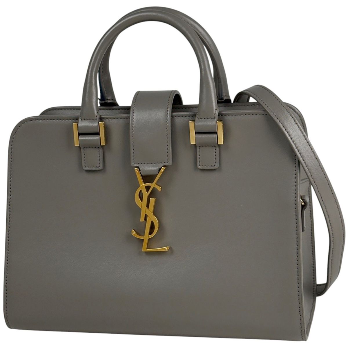 Saint Laurent Baby Cabas 2-Way Handbag Leather Gray