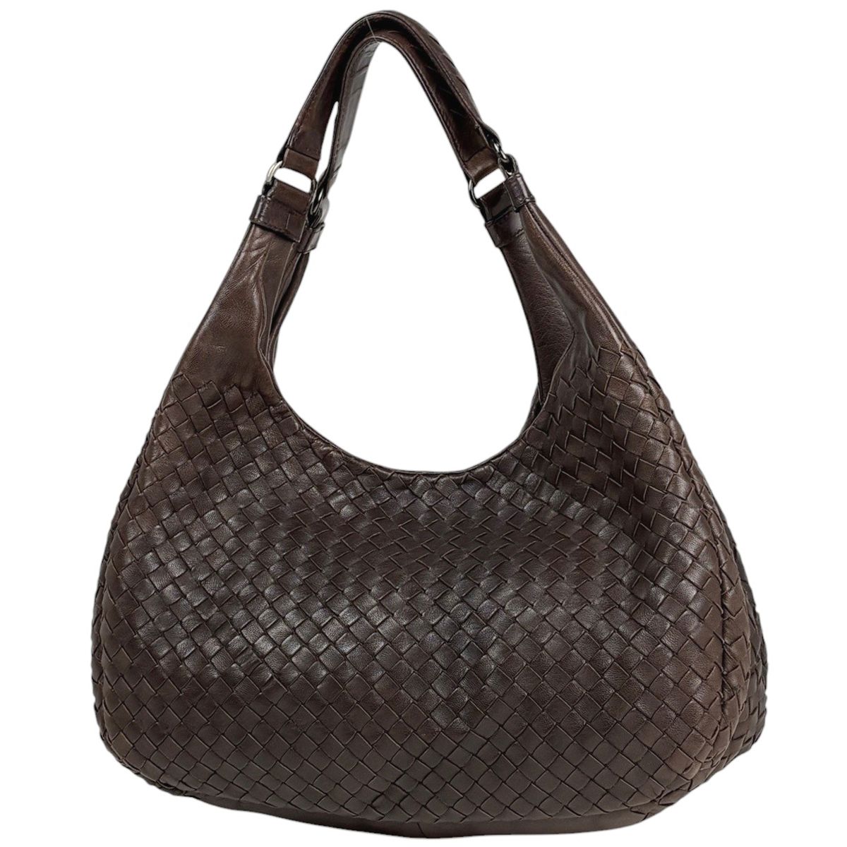 Bottega Veneta Intrecciato Campana Shoulder Bag Leather Brown