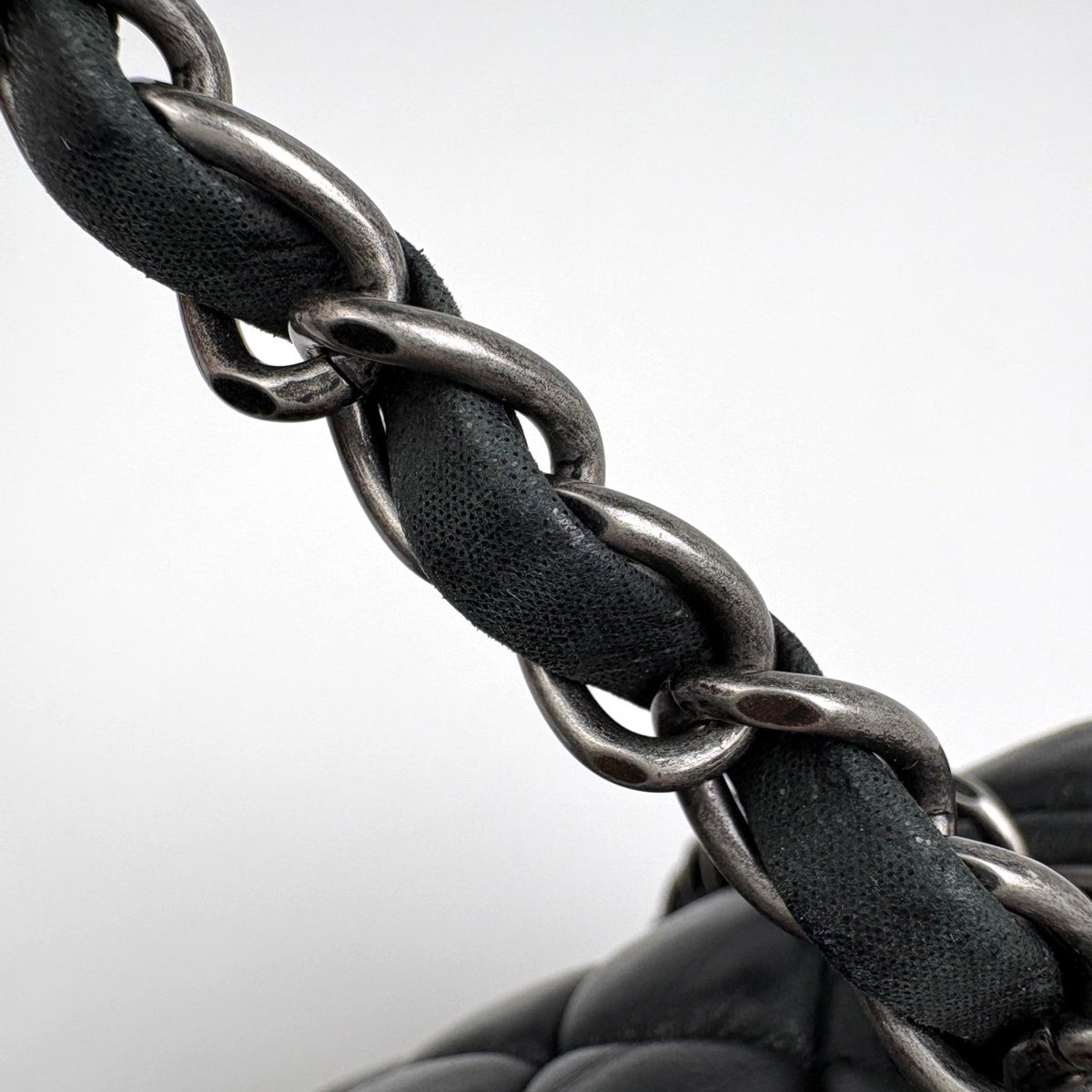 Chanel CC Logo Chain Shoulder Bag Quilted Leather Black — view 8