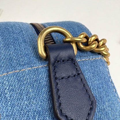 Gucci GG Marmont Chain Shoulder Bag Double Denim Light Blue — view 4