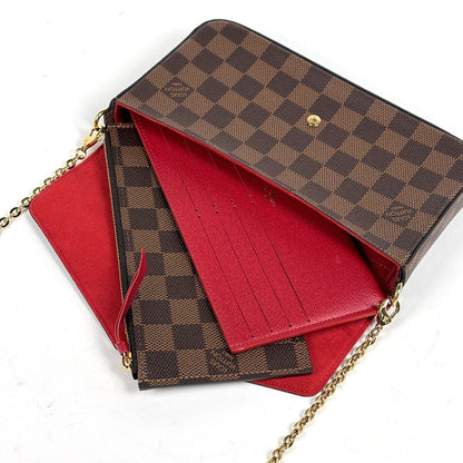 Louis Vuitton Pochette Felicie 2-Way Chain Wallet Shoulder Bag Damier Brown — view 6