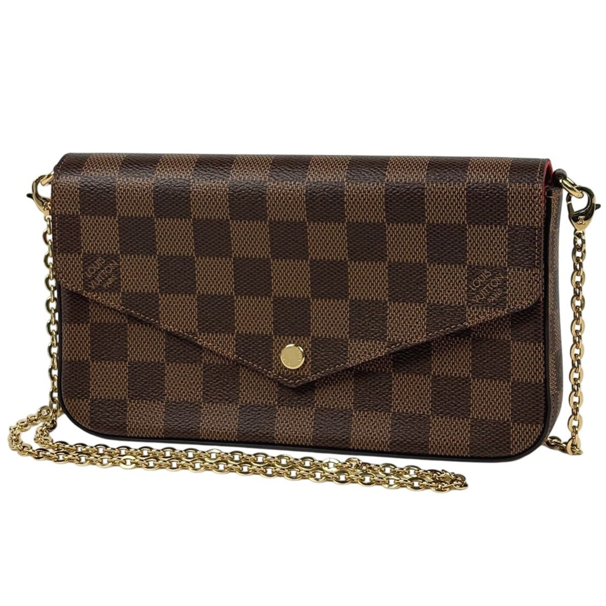 Louis Vuitton Pochette Felicie 2-Way Chain Wallet Shoulder Bag Damier Brown